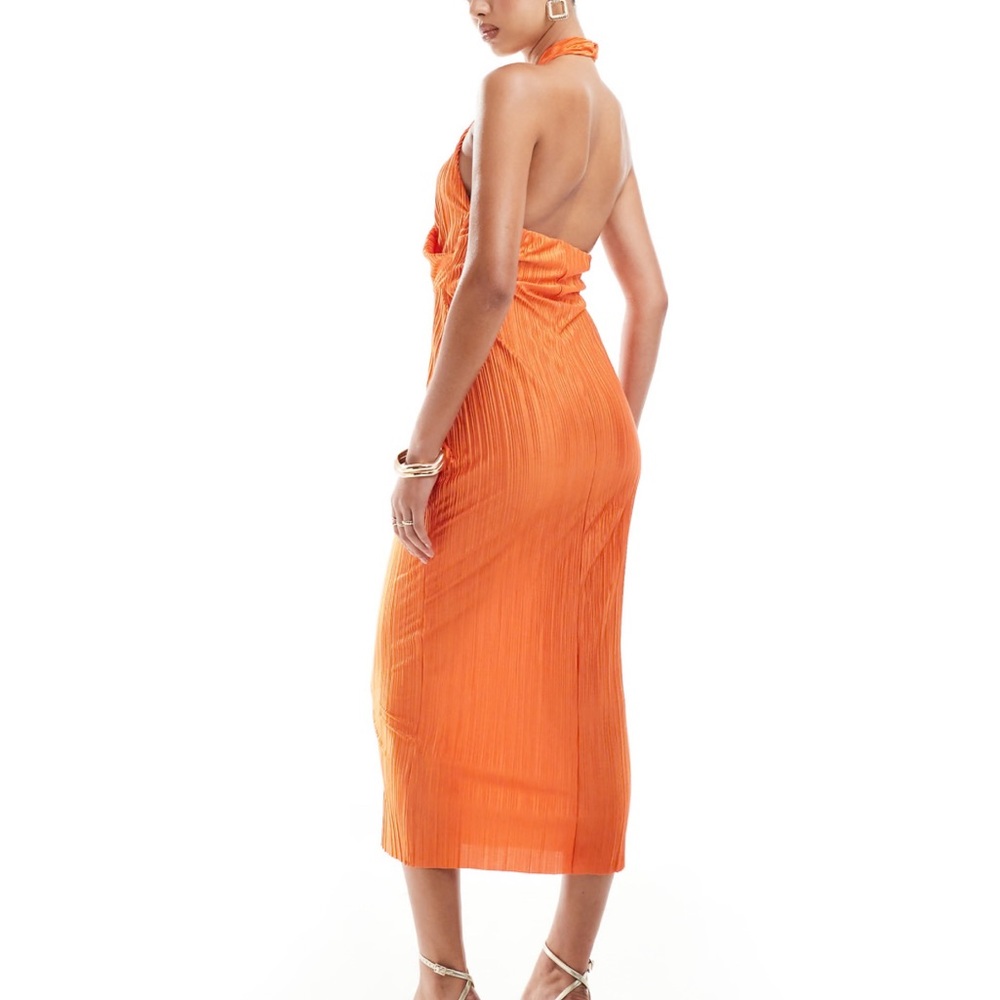 Elegant Orange Halter Dress - Size 2 - Picture 4 of 8